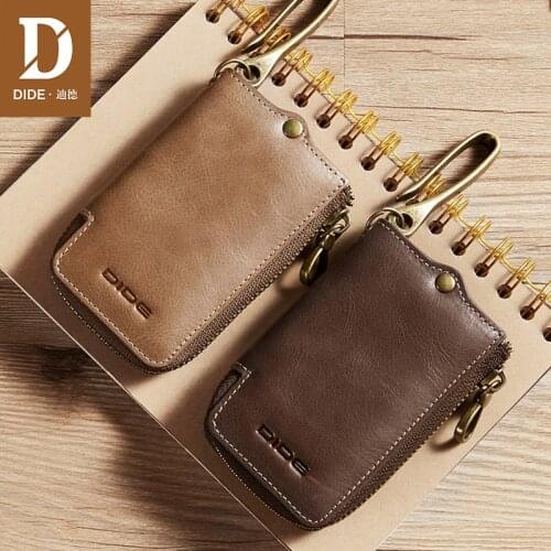 DIDE Genuine Leather Car Key Wallets Men car key Card holder Small Coin Wallet women Keys Organizer Keychain Cover Key Case