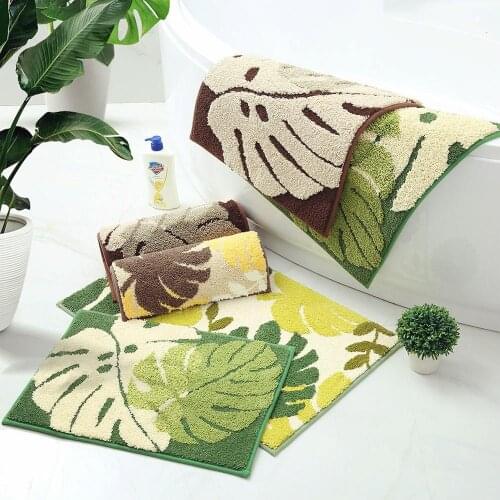 Bedroom Mat Leaves Pattern Doormat Anti-Slip Washable Carpets For Living Room Washroom Kitchen Door Rug Jacquard Mats Home Decor