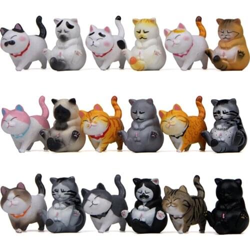 1PCS Cute Pet Cat Animation Model Fat Shorthair Siamese DragonLi Kitten Dolls Figures Miniatures Handicraft Ornaments Decoration