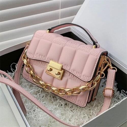 Acrylic Chain Square Crossbody Bag 2021 New High-quality PU Leather Womens Designer Handbag Small Shoulder Messenger Bag