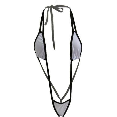 Micro bikini 2019 Sexy Hanging neck Lace Contrast color Edge Buttocks Beach spa swimwear women one piece swimsuit women monokini