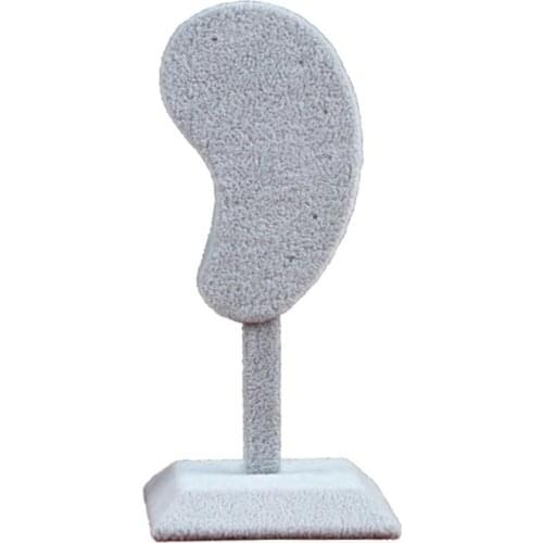 H55A Fashion Ear Shaped Earring Display Stand Microfiber Earring Holder Ear Clip Stud Jewelry Display Organizer Stand Optional