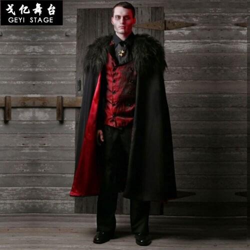 Mens Gothic Vampire Costumes Europe Vampire Adults Man Cosplay Outfit For Halloween Carnival Party Role Play Costumes
