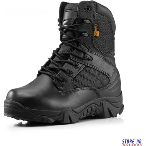 Men Military Tactical Boots Winter Leather Black Special Force Desert Ankle Combat Boots Safety Work Shoes Army Boots
