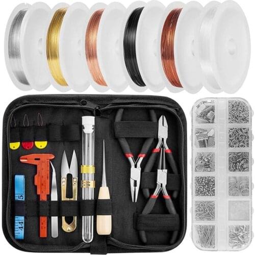 Winding Jewelry Making Supplies Kit,Jewelry Accessories with Zipper Storage Box,Used for Jewelry DIY Manual and Repair