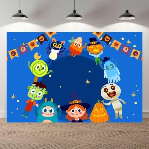 Seekpro Happy Halloween Birthday Castle Candy Pumpkin Cat Ghost Background Bat Zombie Skeleton Night Photo Backdrop Photography
