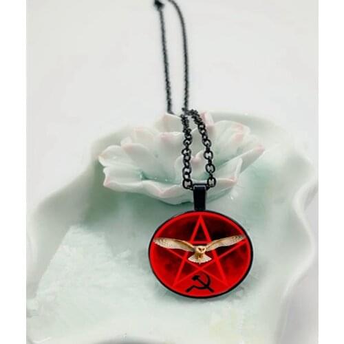 2020 New Minervas Owl Flies into Bloody Moon Pentagram Pendant Necklace Gift for Boys and Girls