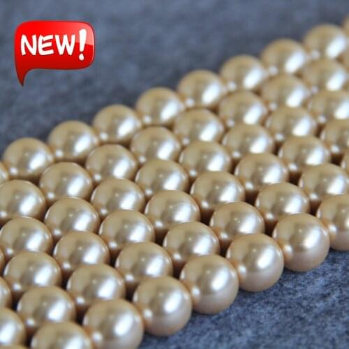 New For Necklace&Bracelet 8-14mm Light Yellow Shell pearl beads DIY gift for women loose Jewelry making design 15inch Wholesale