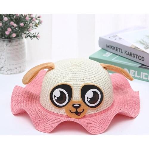 Kids Hat Panama Children Anti-UV Sun Protection Summer Cap Puppy Ears Straw Baby Hat Casquette Enfant Garcon Drop Shipping c