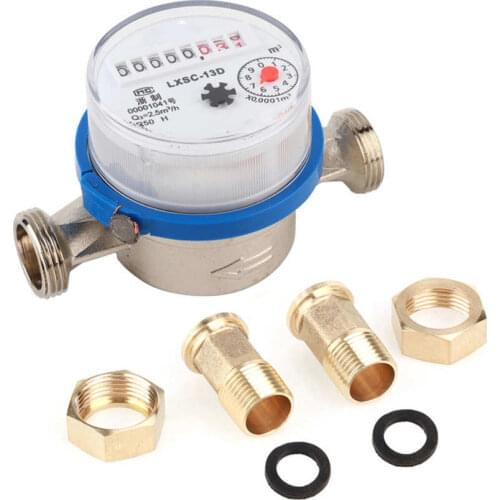 Water Meter Sensor 15mm 1/2" Garden Home Plastic Cold Water Meter Single Water Flow Dry Table Set