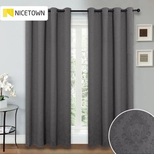 1pc Blackout Flower Curtain Panel for Home Living Thermal Insulated Damask Embossed Grommet Blackout Drape for Living Room