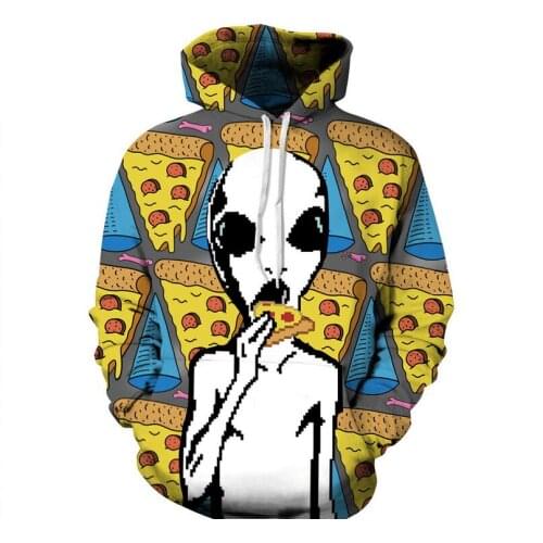 S-XXXL Autumn Winter Men/Women 3d Hoodies Alien Pizza Print Designed Sweatshirts Unisex Hooded Hoodies Pullovers With Hat