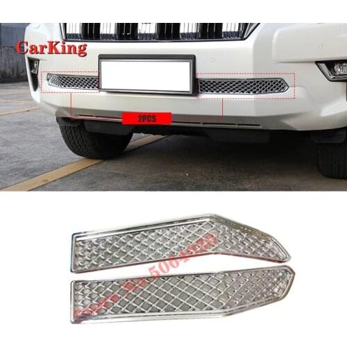 ABS Chrome Car Insect Screening Mesh Front Lower Grille For Toyota Land Cruiser Prado 150 LC150 FJ150 2018 Accessories 2PCS