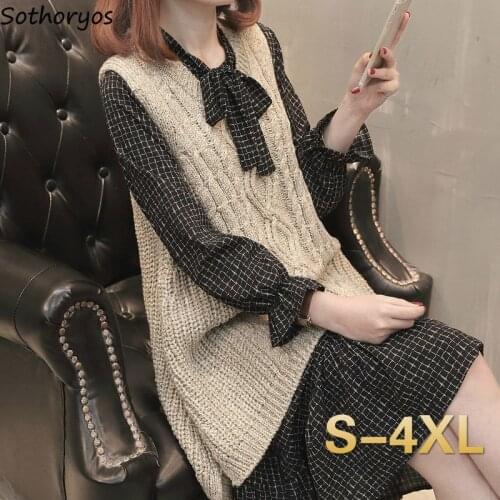 Sweater Vest Women Autumn Knitted Solid Simple O-neck Sleeveless All-match Oversize 4XL Baggy Casual Korean-style Fashion Chic