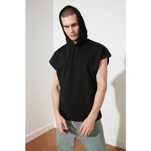 Black Men Unisex Oversize Fit Short Sleeve Hooded Sweatshirt