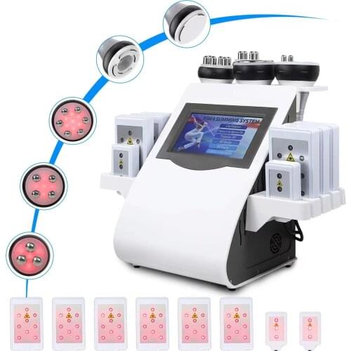 Newest Tax-free 6 In 1 40K Ultrasonic Cavitation Vacuum Radio Frequency Laser 8 Pads Lipo Laser Slimming Machine