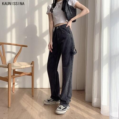 Womens Wide Leg Jeans Loose High Waist Elegant Casual Ins Fashion Trousers Straight Full Length Pants Denim Boyfriend Jeans