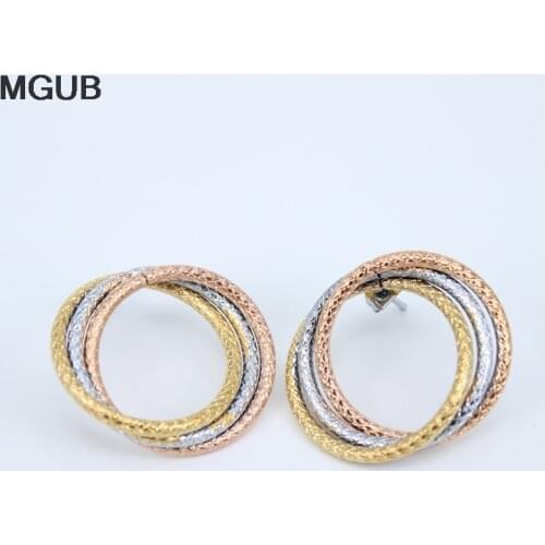 3 colors 3 circle in one Fashion stainless steel female earrings smooth Suitable for Women Jewelry LH384
