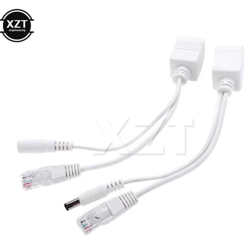 1pcs Black POE Adapter Cable Connectors Passive Power Cable Ethernet PoE Adapter RJ45 Injector + Splitter Kit 5V 12V 24V 48V