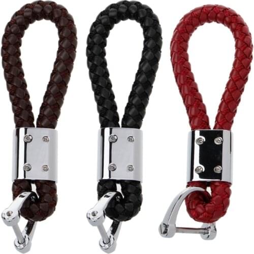 1PC Braided Leather Strap Universal Key Chain Ring Fobs For Car Chevrolet BMW HONDA KIA