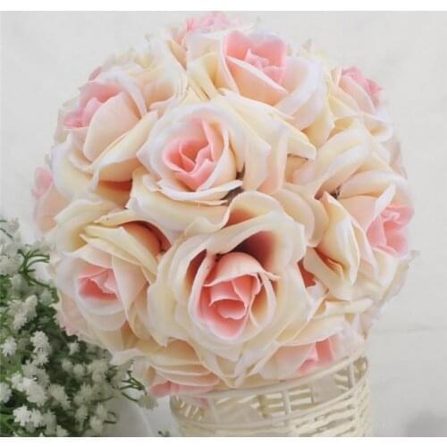 15x21cm Handmade Artificial Rose Flowers Kissing Hanging Ball DIY Bouquet Home Wedding Party Decor LXH