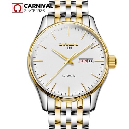 2017 CARNIVAL Simple Design Ultra-thin Men Wrist Watch Top brand Luxury Stainless Steel Fashion Waterproof Mechanical Montre