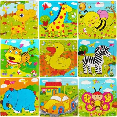 3PCS/set Wooden Animal 3D Puzzle Toy For Children Educational Wood Jigsaw Cartoon Toys Training Games Puzzles Baby Christmas