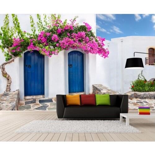 3d wallpaper Custom photo mural The seaside building flowers door room decor painting 3d wall mural wallpaper for walls 3 d