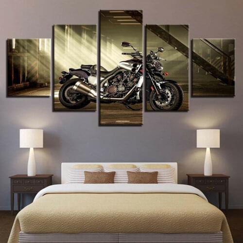 No Framed Canvas 5 Pcs Classic Vintage Style Motorcycle Wall Art Posters Picture Painting Home Decor for Living Room Decoration