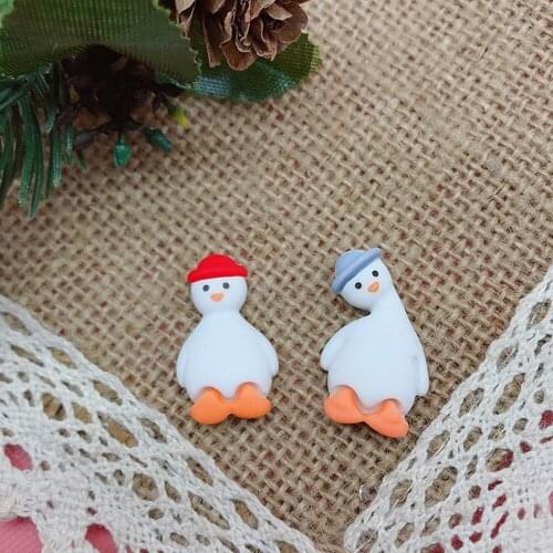 6Pcs 24mm 2colors Resin Made Ducks Charm Diy Colorful Blue Orange Duck Earring Accessories Jewelry Making Handmade