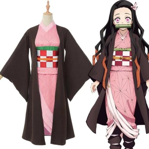 Anime Blade Of Demon Cosplay Costumes Nezuko Kamado Cosplay Costume Kimono Halloween Carnival Party Kimetsu No Yaiba