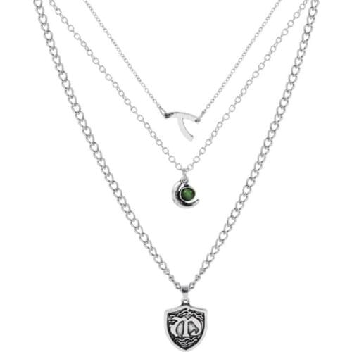 Anime The Seven Deadly Sins Shield Necklace Choker for Women Jewelry 3 Layers Chains Charm Necklaces