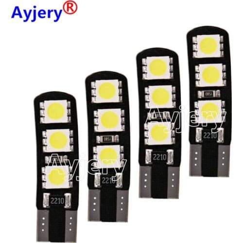 AYJERY 500PCS Canbus Error Free 12V T10 194 168 W5W 5050 LED 6 SMD White Side Wedge Bulb Car Reading License Plate Lights 6 Leds
