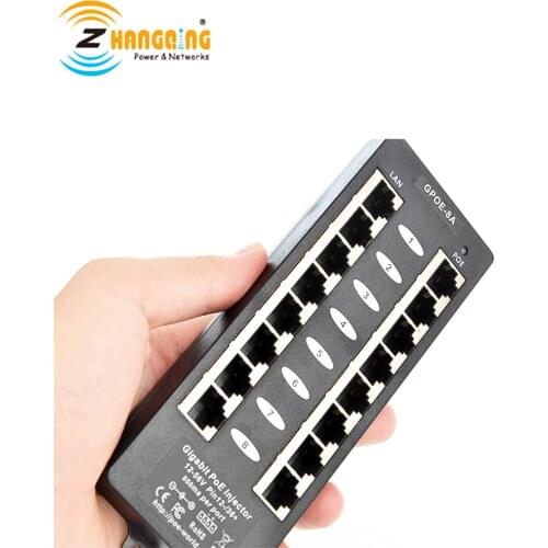 Free Ship Mode A Security 8port Gigabit PoE Injector 802.3af PoE Patch Panel Networking PoE injector For MikroTik PoE Camera
