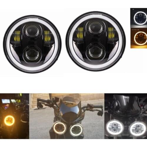 For Harleys Lights 5 3/4" Black LED Motor Headlight with Halo Ring for Car Harley Sportster Iron 883 1200 Dyna Street Bob FXDB