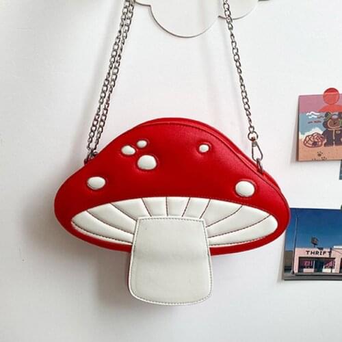 Women Mushroom Shape PU Leather Shoulder Crossbody Bag Tote Chain Satchel Purse