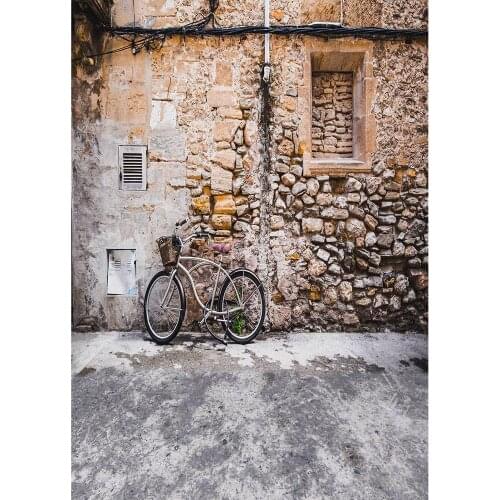 Nostalgic Brick Wall Bicycle Photography Backdrop Customized Background Photo Studio for Children Baby Pets Outdoor Photocall