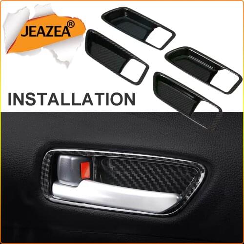 JEAZEA 4pcs Carbon Fiber Plastic Exterior Door Handle Bowl Frame Cover Trim Sticker Fit for Toyota Corolla 2019
