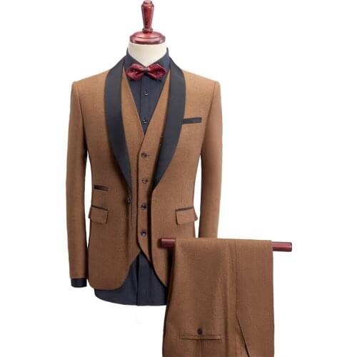 Mens Suit 3 Pieces Green Lapel Collar Korean Slim Fit Groom Wedding Dress For Hosting Master of Ceremony Suit Men Clothing