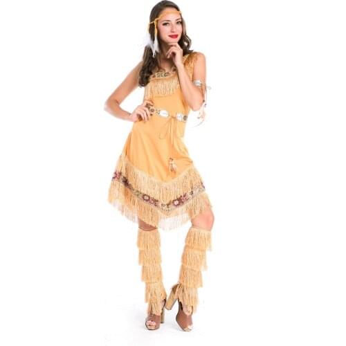 UTMEON Beautiful Tassel Halloween Carnival Cosplay Indian Costume Lady Sexy Costume Adult Fancy Party Dress