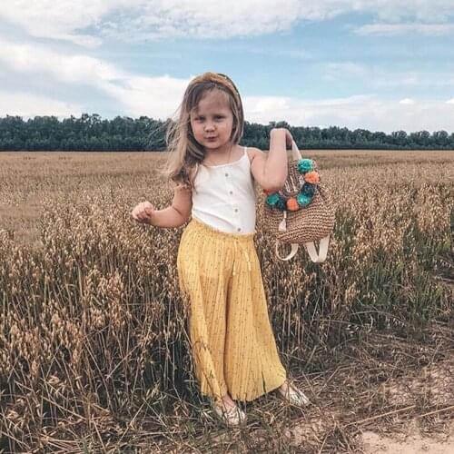 Summer Newborn Toddler Kids Baby Girl Clothes Sets Sleeveless Vest T-shirt Tops+Polka Dot Trousers Pants Outfits 2Pcs/Set 1-6Y