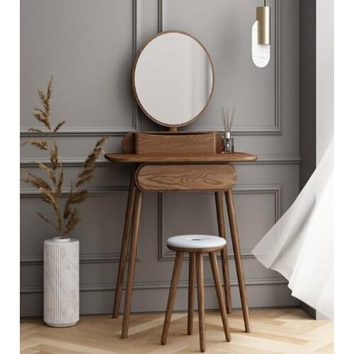 Pewter solid wood walnut dressing stool combination of European and Japanese small house