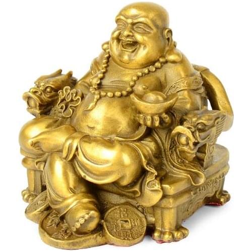 Copper Statue Opening light Maitreya copper Buddha Decoration living room decor study figure of Buddha wealth riches fortune sta