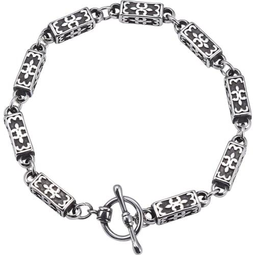 Men Stainless Steel Link Chain Bracelets & Bangles Women Cuff Wristband Biker Motorcycle Bracelet GS0023