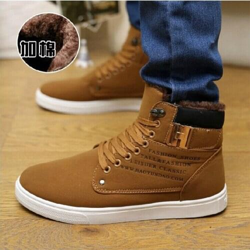 Ankle boots warm men snow boots winter Lace-up men shoes new arrival fashion flock plush winter boots men 2020