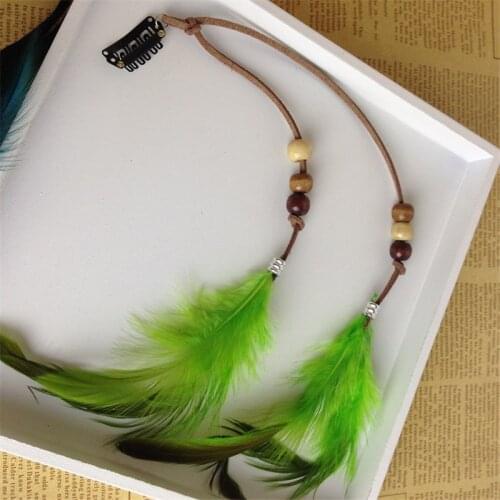 The Indian Feather Headband Headdress Hair Rope Headwear Tribal Hippie Handmade Hair Accessories for Women 14