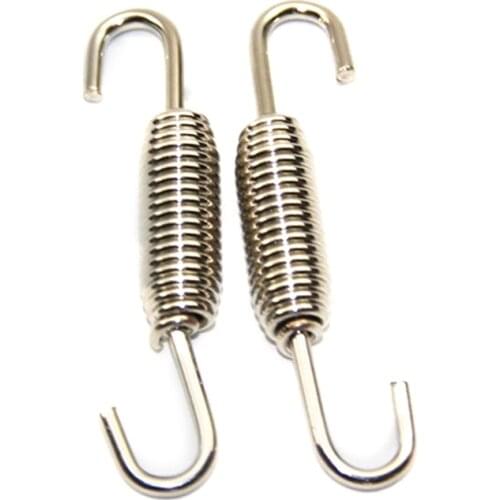 2PCS 68mm Motorcycle Exhaust Stainless Steel Rotatable Metal Springs Kit Set