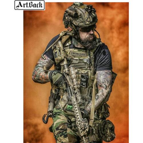New Arrival 5D Diamond Painting Gun Warrior Full Square Drill3d Rhinestone Diamond Embroidery Mosaic Art Home Decor