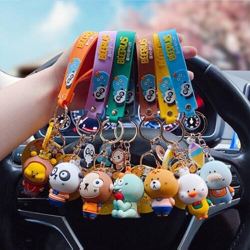 New Cartoon Anime Keychain Cute Lione Dog Bunny Keyring Car Bag Creative Pendant Key Chain for Women Couple Friends Kids Toy