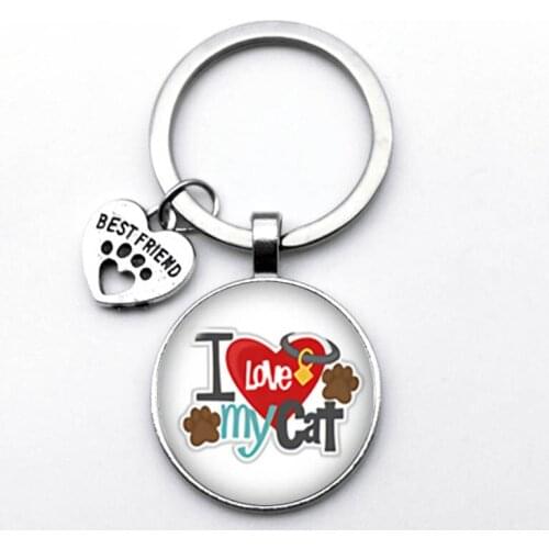 Very Cute Pet Cat Cat Paw Footprint Pattern Keychain BEST FRIEND Pendant Keychain Favorite Cat